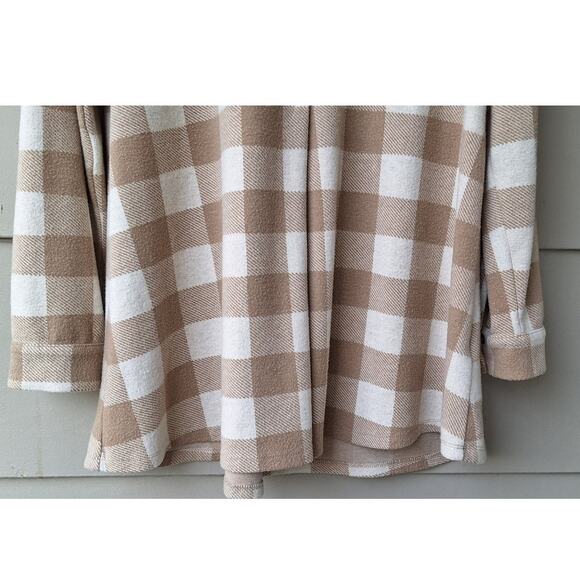 Soft Surroundings Mad about Plaid Flannel Tunic Popover Shirt Top Size M Tan - Picture 8 of 10